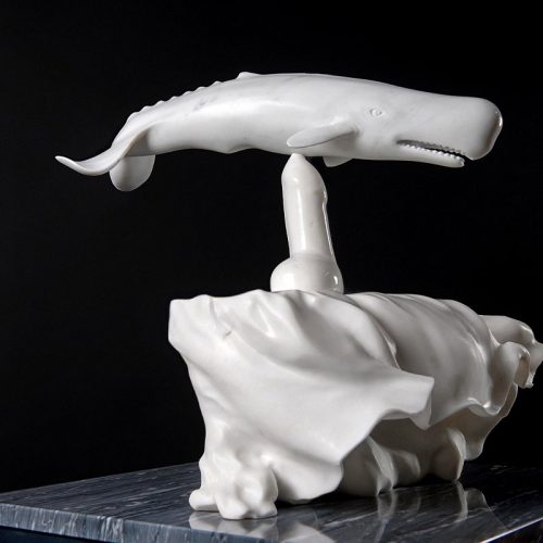 L'umanità e il mare - 2022 - marmo di Carrara statuario 45x45x45 cm - Matteo Faben